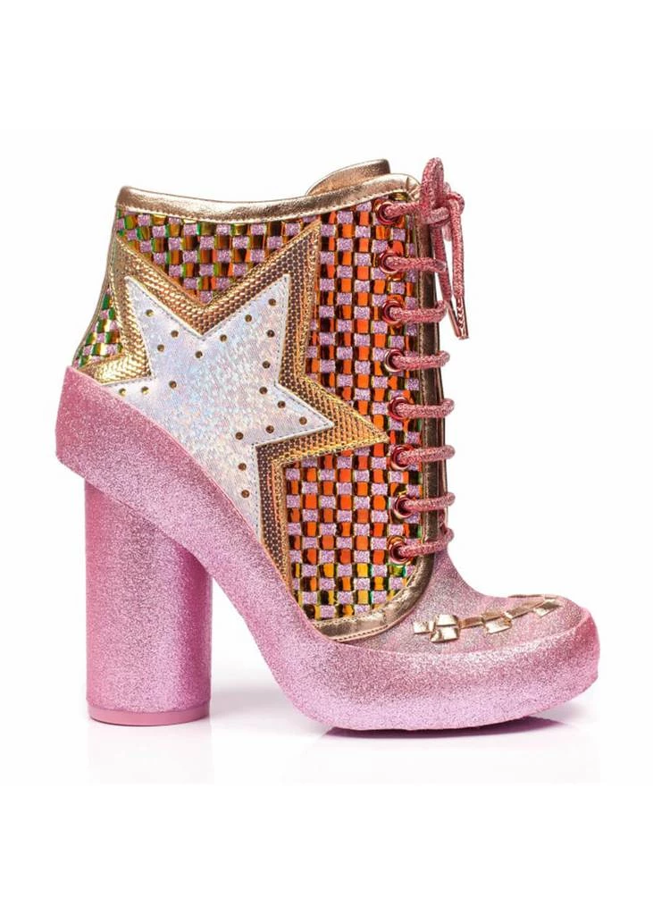 New In Irregular Choice Milovat Star Platform Boots Pink Gold