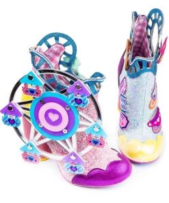 Irregular Choice Topsy Turvy Boots Pink Blue
