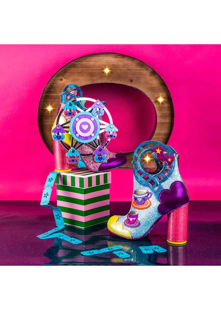 Irregular Choice Topsy Turvy Boots Pink Blue