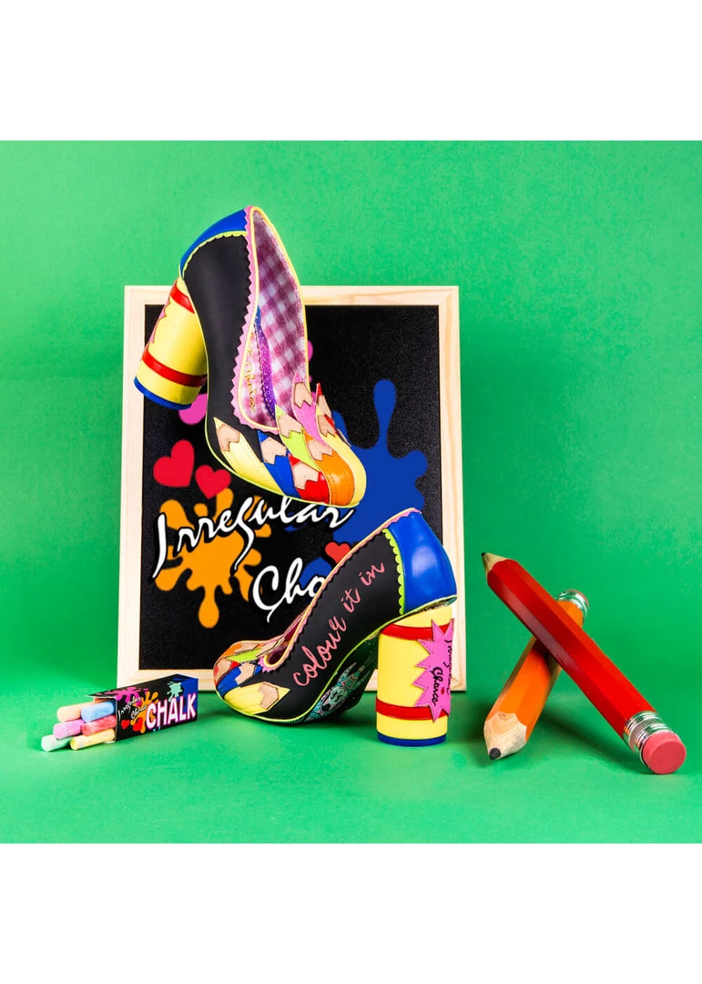 Irregular Choice Colour It In Chalk 60's Pumps Black New In