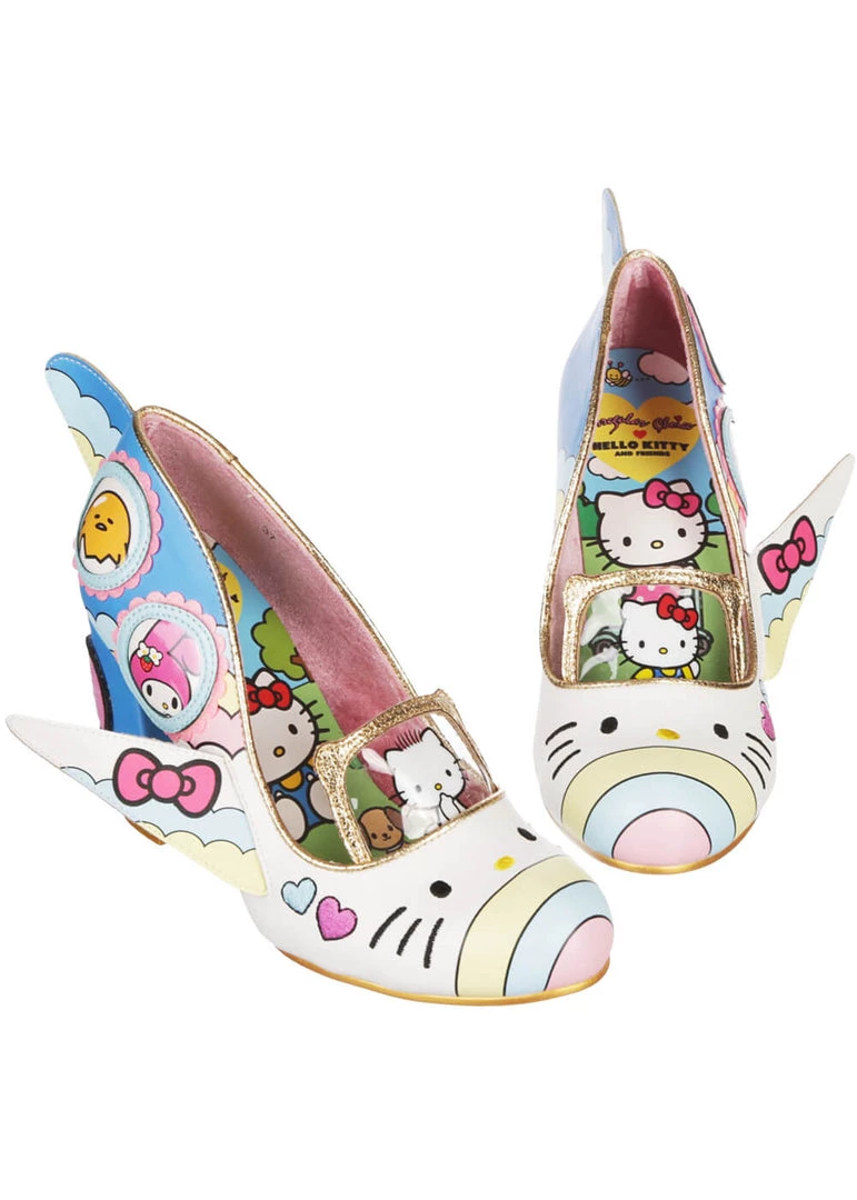 New In Irregular Choice X Hello Kitty It's Time To Have Fun Heels White