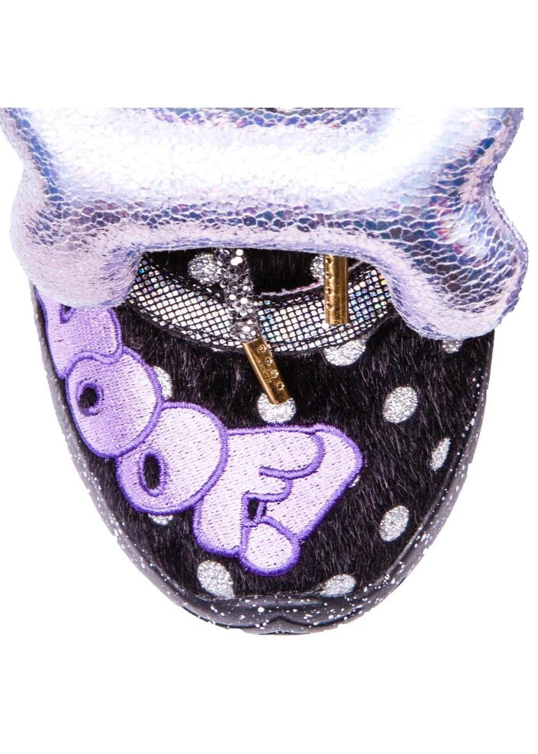 Irregular Choice Good Boy Dog 80's Sneakers Black Silver