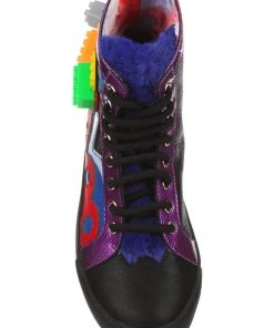 Irregular Choice Colourful Kingdom 80's Sneakers Black Purple New In