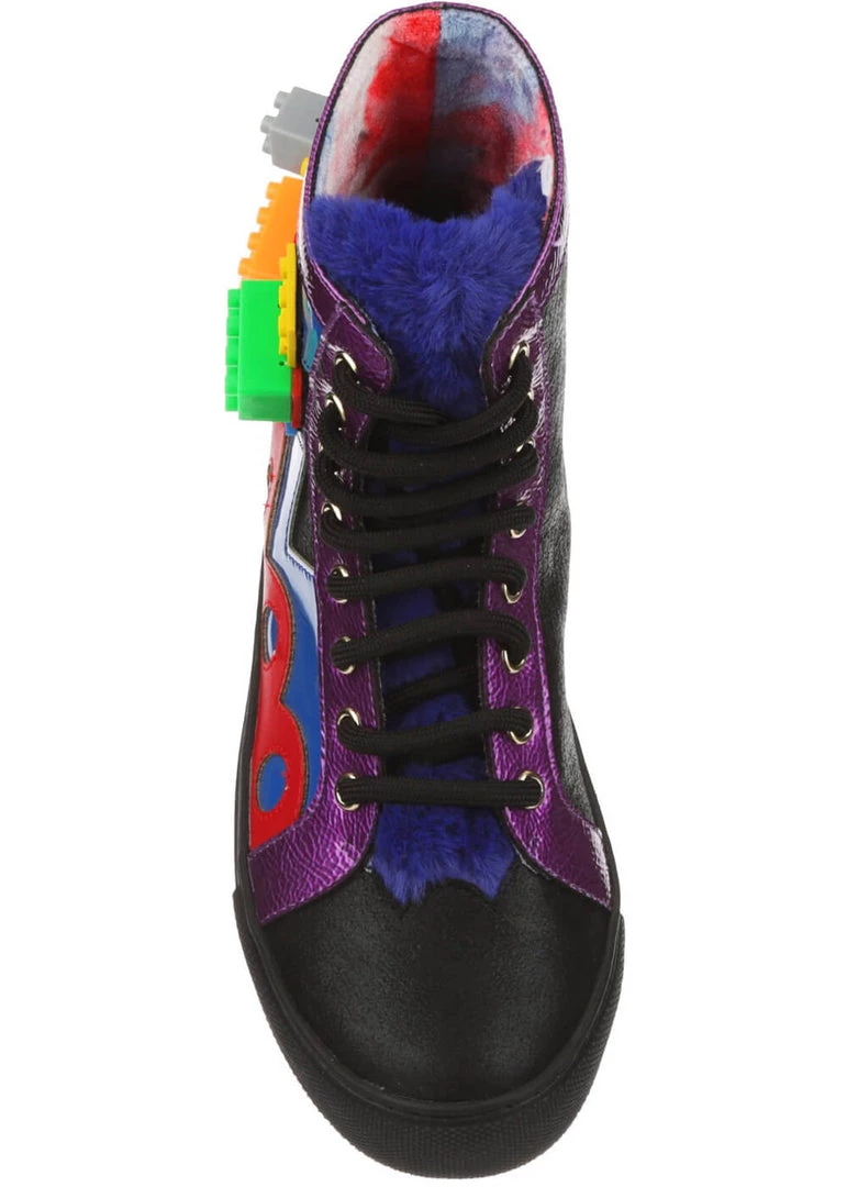 Irregular Choice Colourful Kingdom 80's Sneakers Black Purple New In