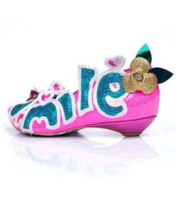 New In Irregular Choice Happy Smile Pumps Pink Blue