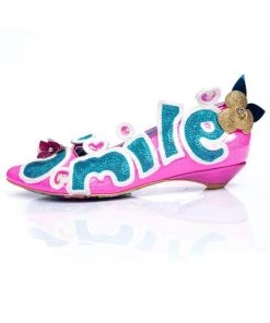 New In Irregular Choice Happy Smile Pumps Pink Blue