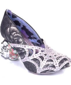 New In Irregular Choice Halloween Dead Gorgeous Skull Pumps Silver Black