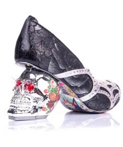 New In Irregular Choice Halloween Dead Gorgeous Skull Pumps Silver Black