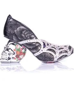 New In Irregular Choice Halloween Dead Gorgeous Skull Pumps Silver Black