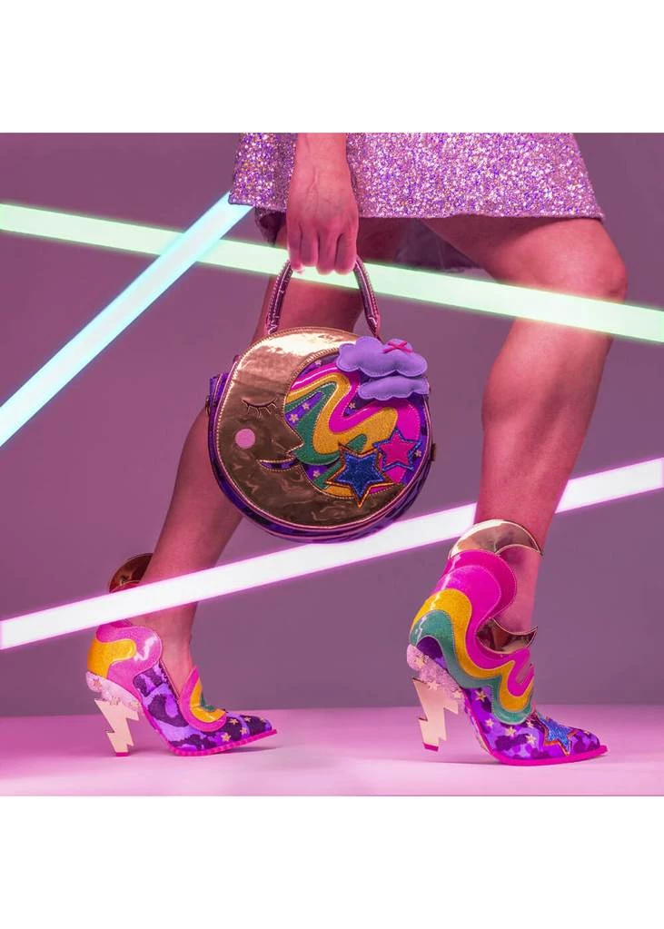 Irregular Choice Galactic Thunder Lightning Bolt Rainbow 70's Pumps Pink New In