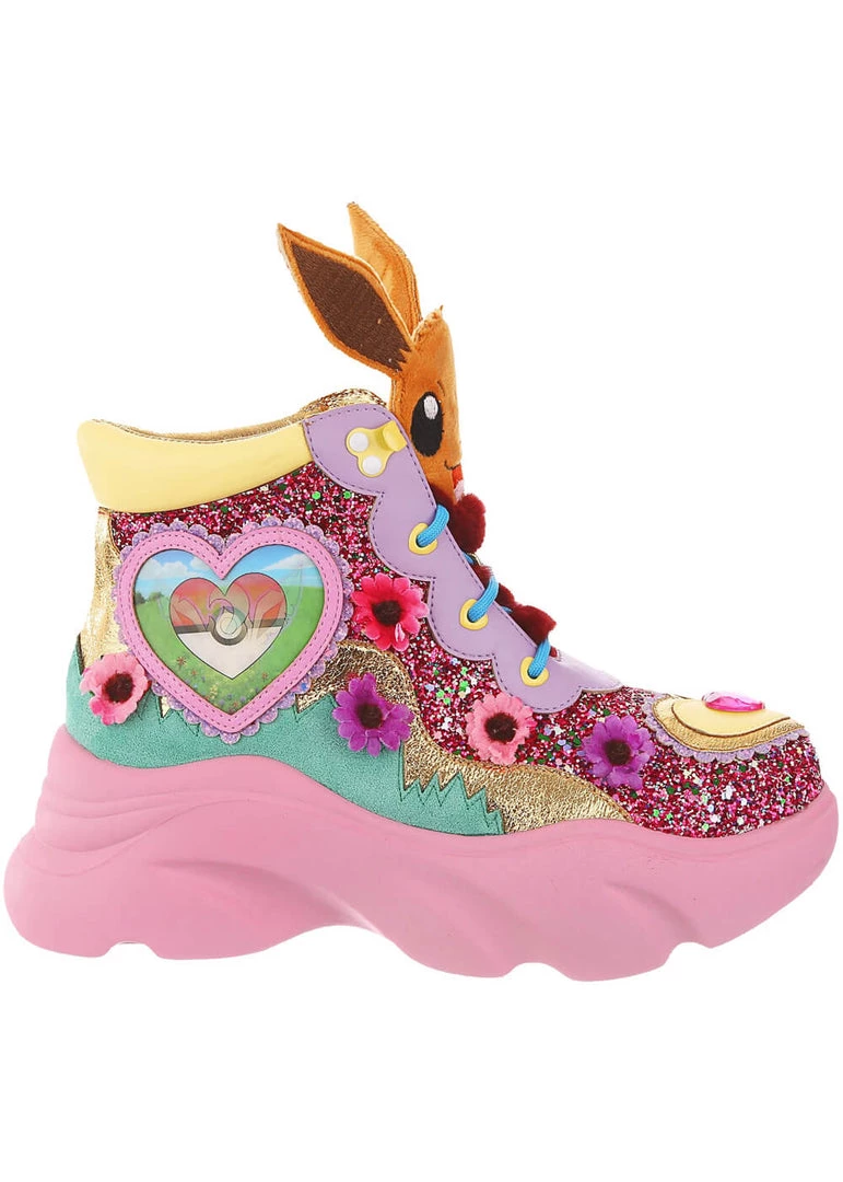 New In Irregular Choice Pokémon Run With Me Sneakers Pink
