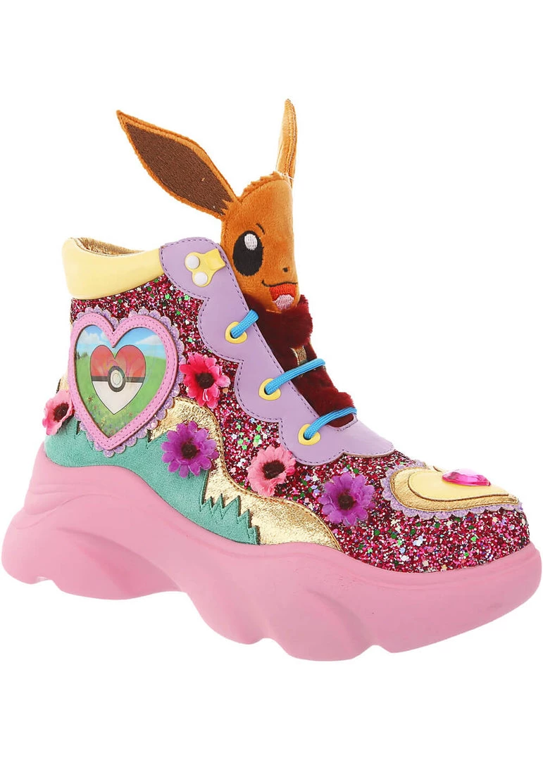 New In Irregular Choice Pokémon Run With Me Sneakers Pink
