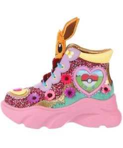 New In Irregular Choice Pokémon Run With Me Sneakers Pink