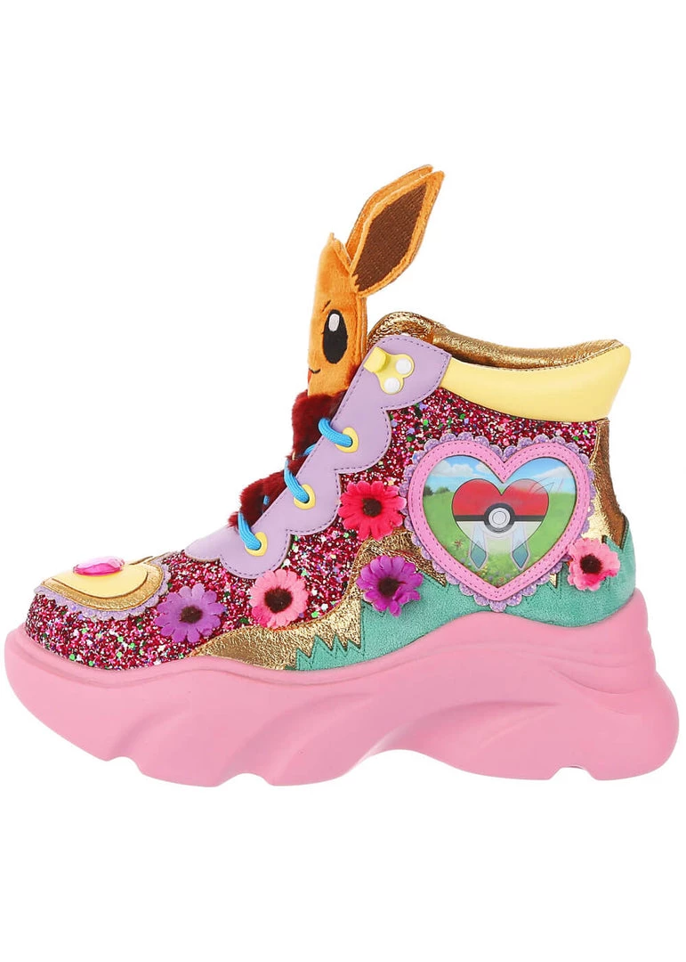 New In Irregular Choice Pokémon Run With Me Sneakers Pink