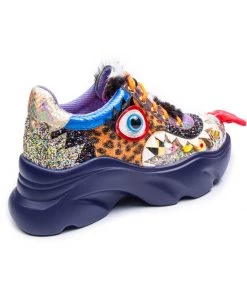 New In Irregular Choice Gaming Raver Quaver 80's Trainers Blue Green