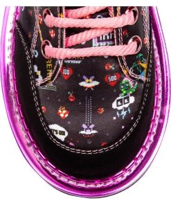 Irregular Choice Gaming Limit Break 80's Trainers Black Pink