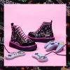 Irregular Choice Gaming Limit Break 80's Trainers Black Pink