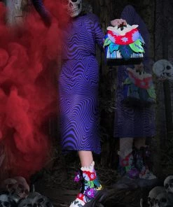 New In Irregular Choice Halloween Ghoulish Garden Sneakers Petrol Black