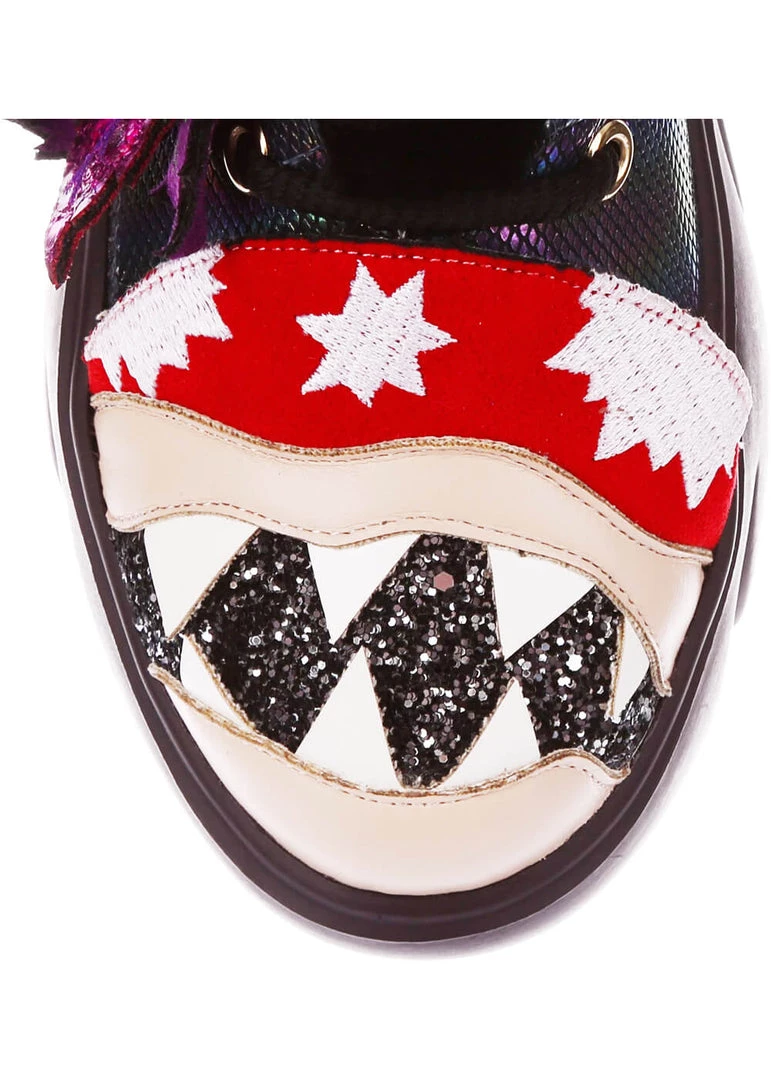 New In Irregular Choice Halloween Ghoulish Garden Sneakers Petrol Black