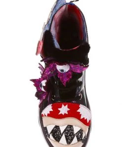 New In Irregular Choice Halloween Ghoulish Garden Sneakers Petrol Black