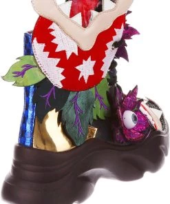 New In Irregular Choice Halloween Ghoulish Garden Sneakers Petrol Black