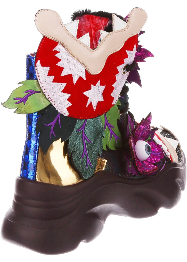 New In Irregular Choice Halloween Ghoulish Garden Sneakers Petrol Black