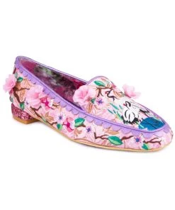 New In Irregular Choice Crane Birds Flats Peach Pink