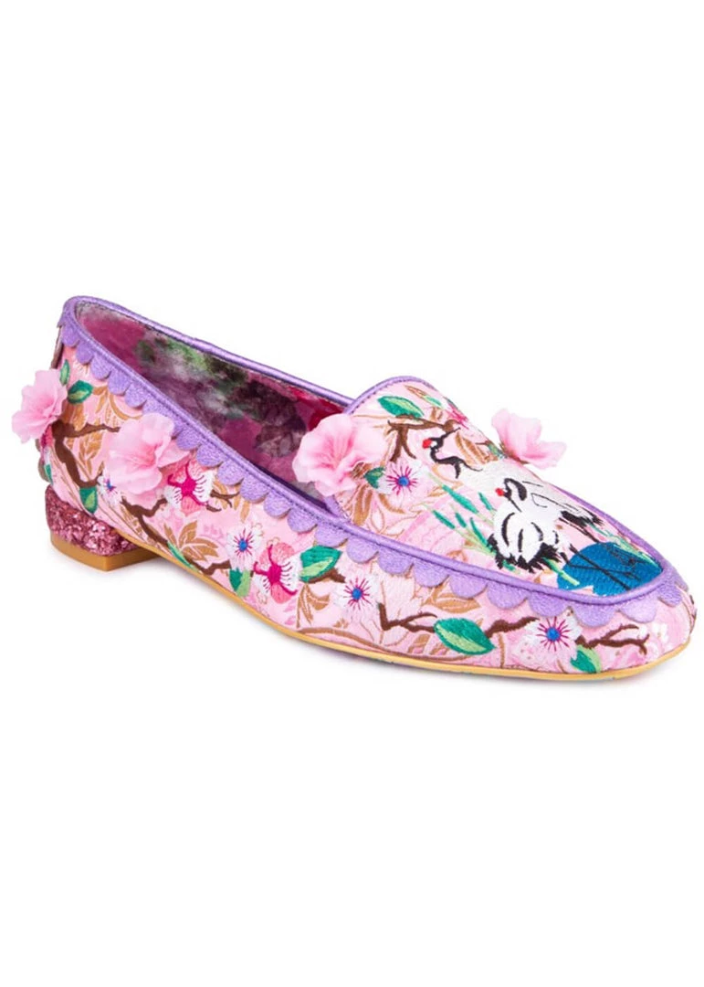 New In Irregular Choice Crane Birds Flats Peach Pink