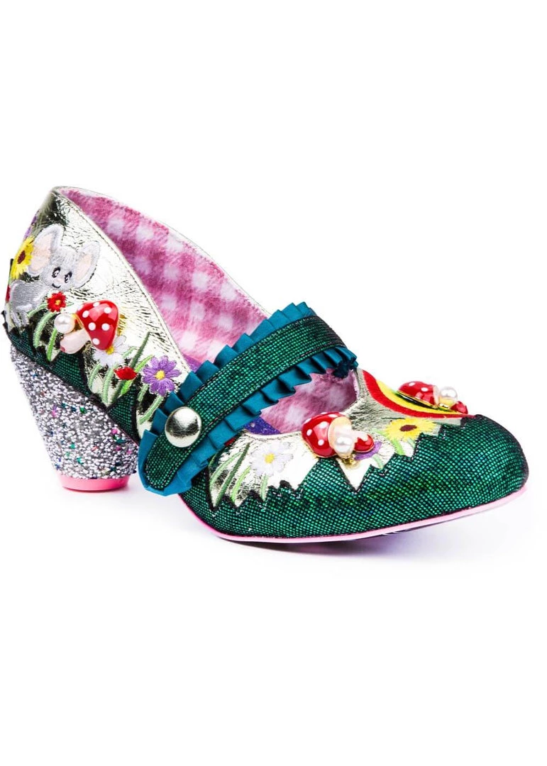 Irregular Choice Pipsqueak Toadstool 40's Pumps Green New In