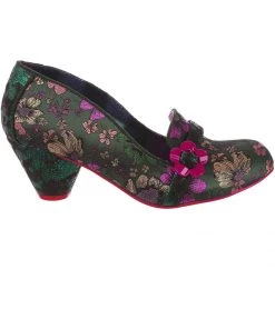 Irregular Choice Highland Haven Floral 60's Pumps Green New In
