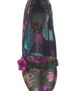 Irregular Choice Highland Haven Floral 60's Pumps Green New In