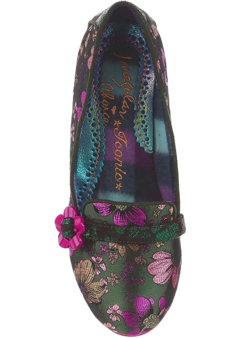 Irregular Choice Highland Haven Floral 60's Pumps Green New In