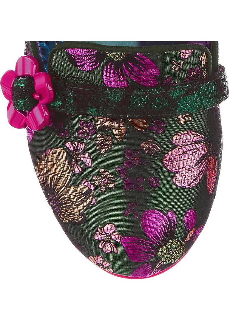 Irregular Choice Highland Haven Floral 60's Pumps Green New In