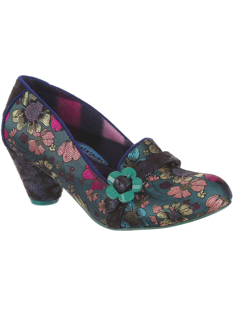 New In Irregular Choice Highland Haven Floral 60's Pumps Blue
