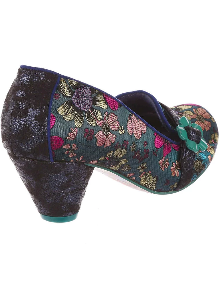 New In Irregular Choice Highland Haven Floral 60's Pumps Blue