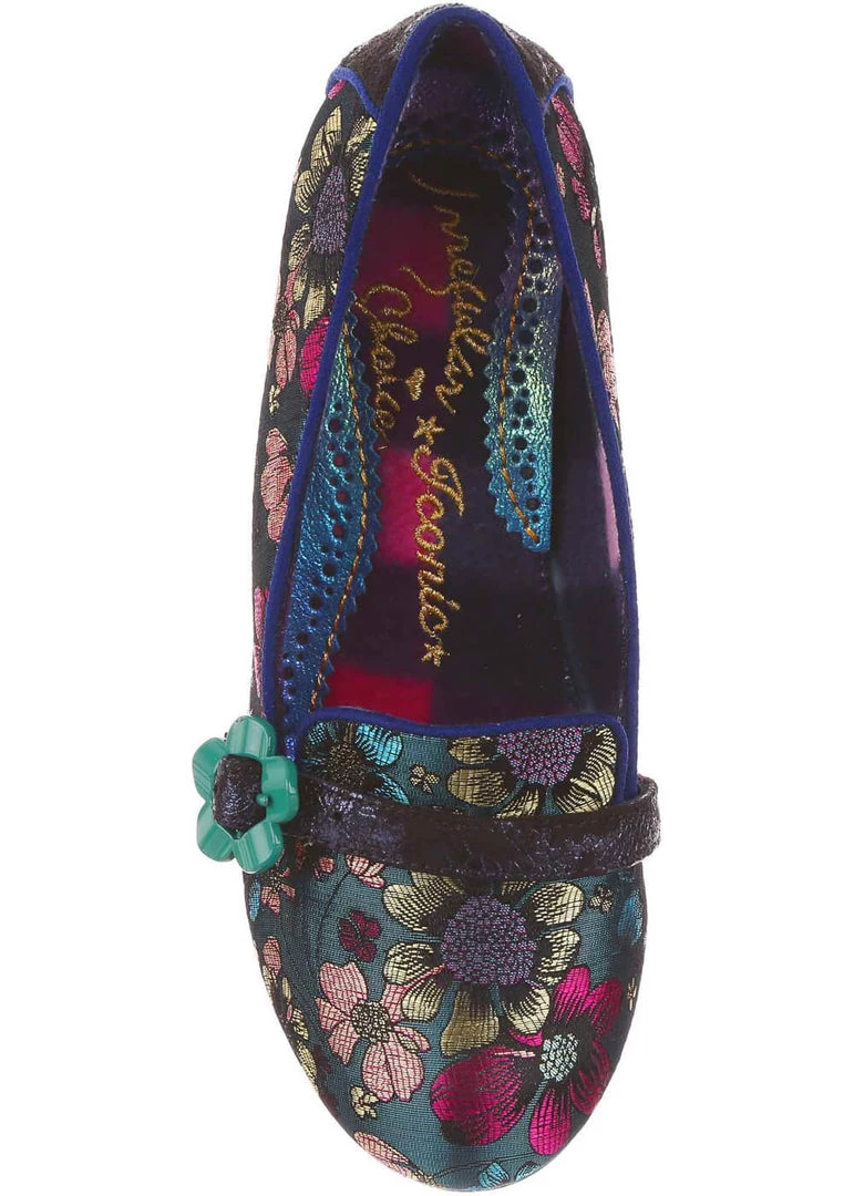 New In Irregular Choice Highland Haven Floral 60's Pumps Blue