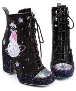 Irregular Choice Felicette Space Cat Boots Black New In