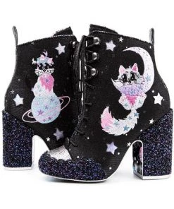 Irregular Choice Felicette Space Cat Boots Black New In