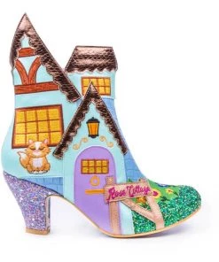 Irregular Choice Village Fete Cat Boots Blue Yellow