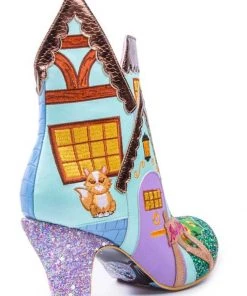 Irregular Choice Village Fete Cat Boots Blue Yellow