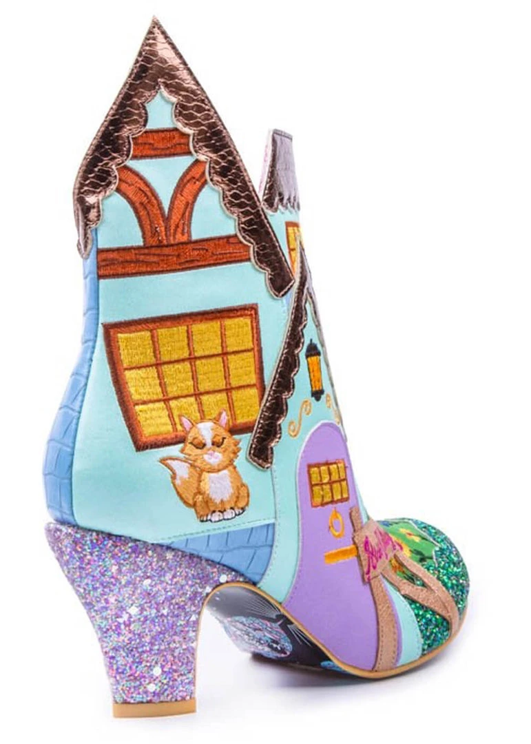 Irregular Choice Village Fete Cat Boots Blue Yellow