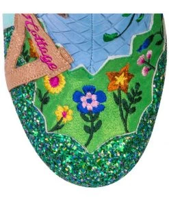 Irregular Choice Village Fete Cat Boots Blue Yellow