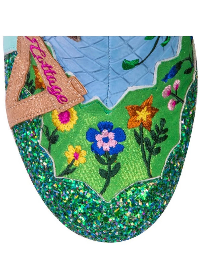 Irregular Choice Village Fete Cat Boots Blue Yellow