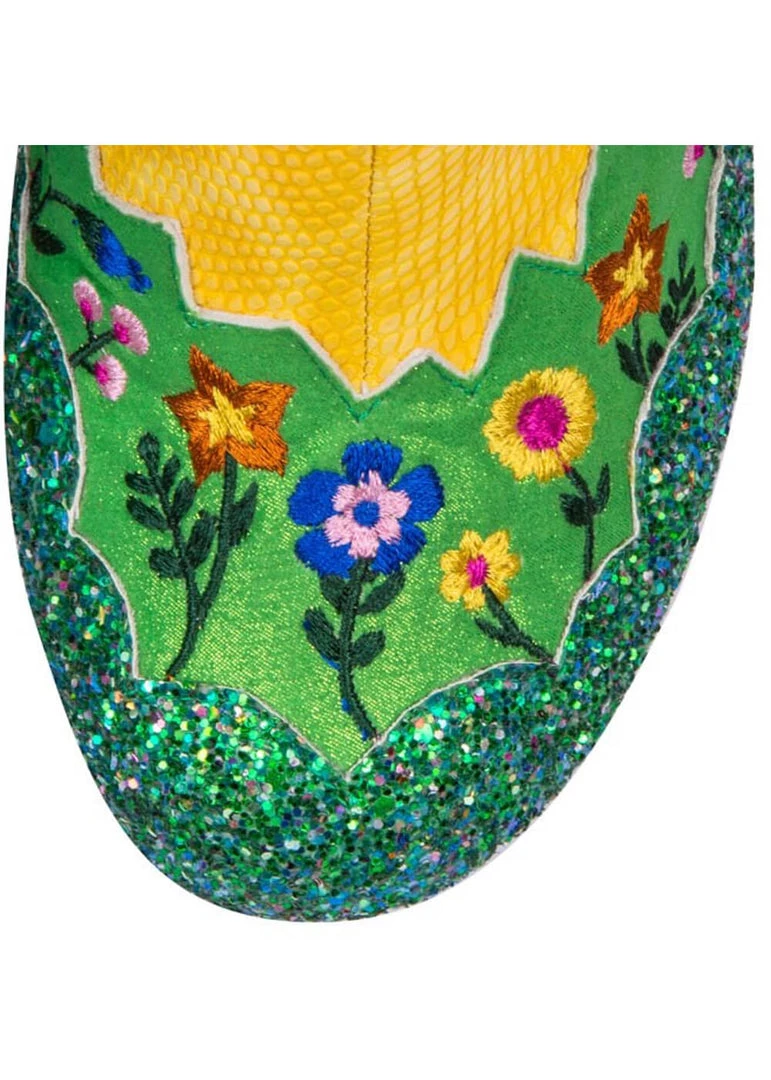 Irregular Choice Village Fete Cat Boots Blue Yellow