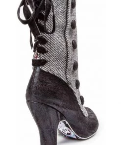 Irregular Choice Reinette Herringbone 60's Boots Black