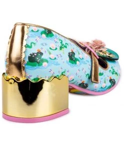 New In Irregular Choice Lilypond Frog 60's Block Heel Pumps Blue