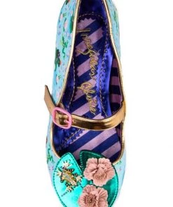 New In Irregular Choice Lilypond Frog 60's Block Heel Pumps Blue