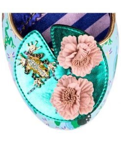 New In Irregular Choice Lilypond Frog 60's Block Heel Pumps Blue