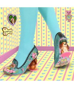 New In Irregular Choice Bougainvillea Dog Pumps Turquoise Teal