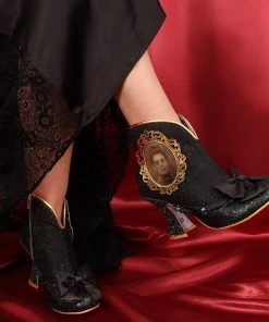 New In Irregular Choice Halloween Ghostly Waltz Boots Black